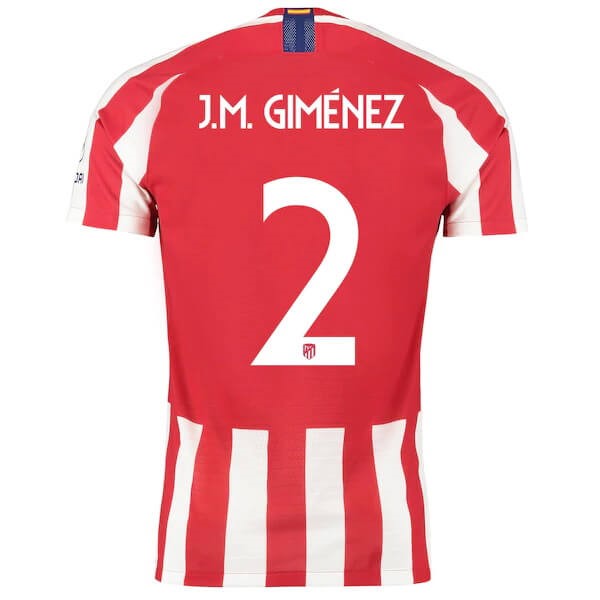 Tailandia Camiseta Atlético de Madrid NO.2 J.M.Giménez 1ª Kit 2019 2020 Rojo
